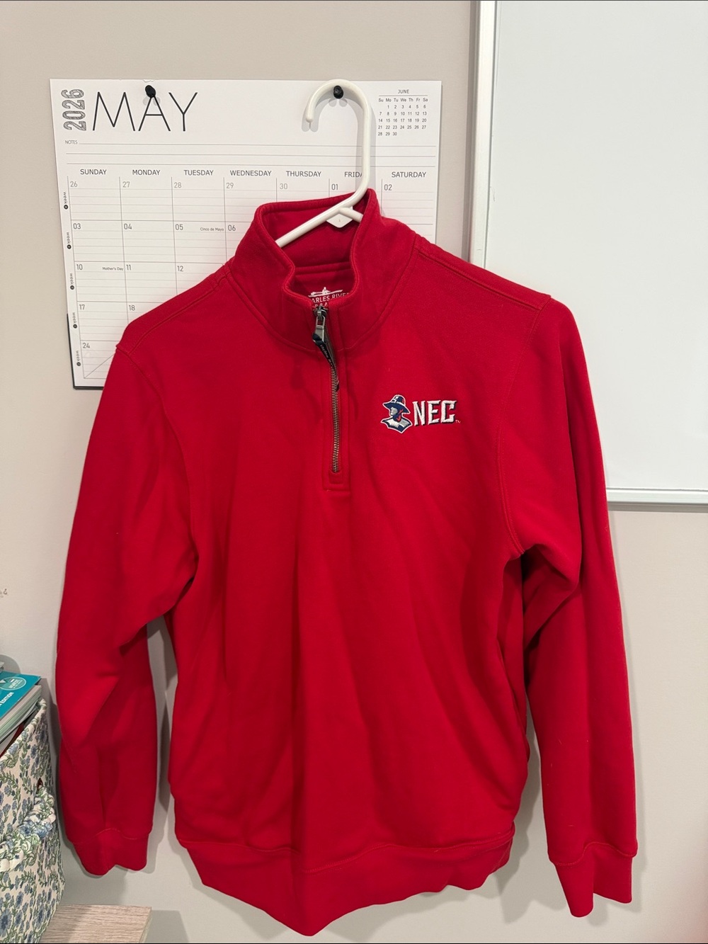Oversized NEC quarter zip pullover sweatshirt